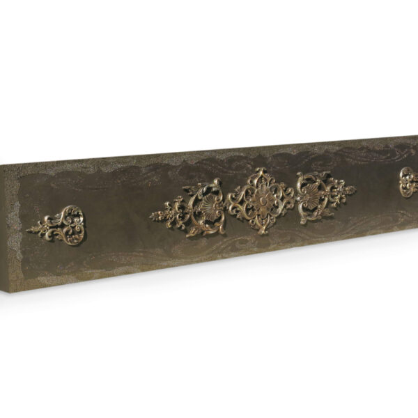 "Luxury velvet cornice with iridescent details and gold accents, designed for elite interiors.
