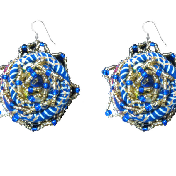 Vintage Shinelle: Royal Blue Swirl Ankara fabri Earring