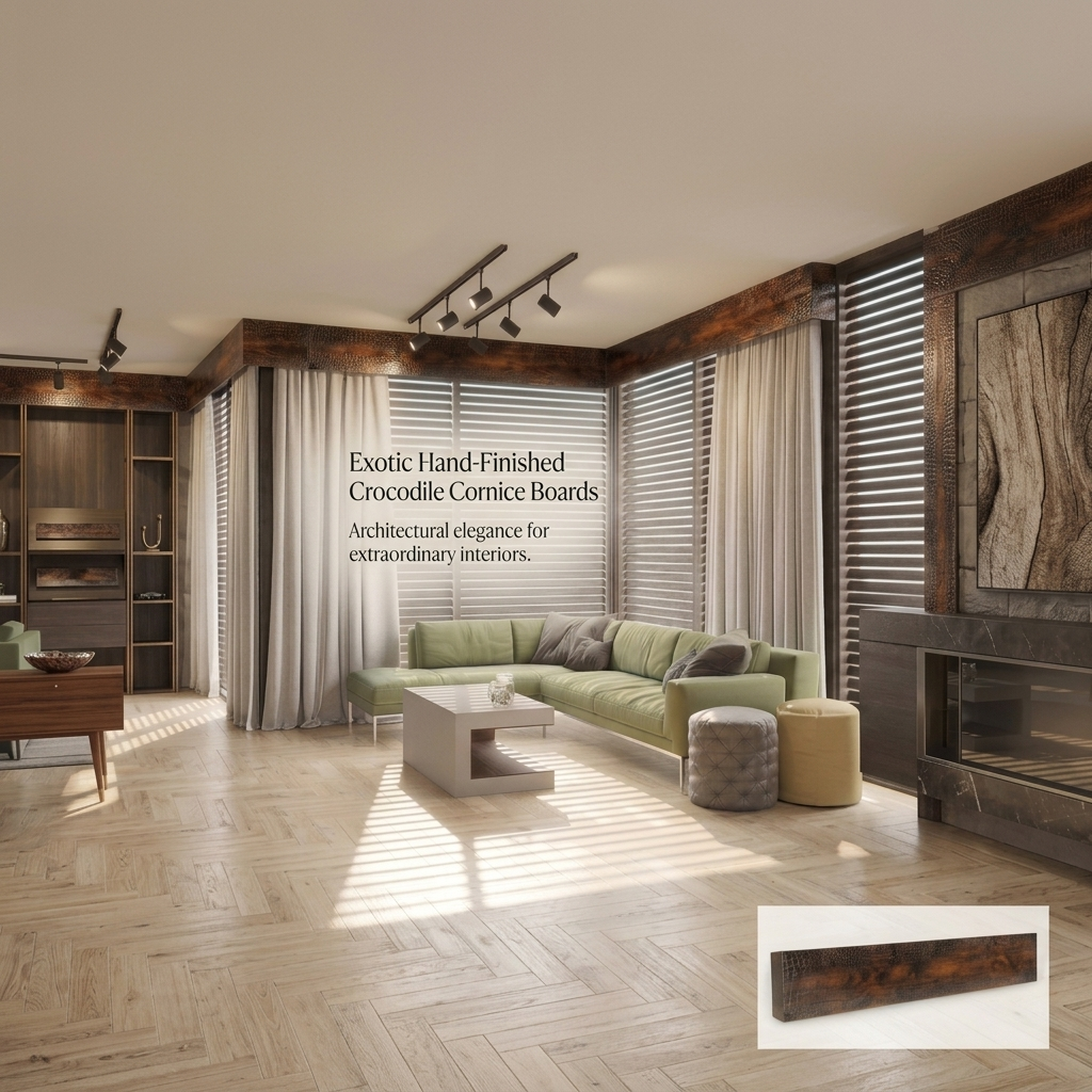 Exotic Wood Finish Cornice Board | Crocodile Texture - Image 3