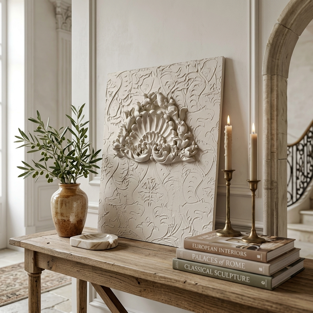 Hand-Finished Decorative Relief Panel | Lean-Against Mantel Accent - Image 2