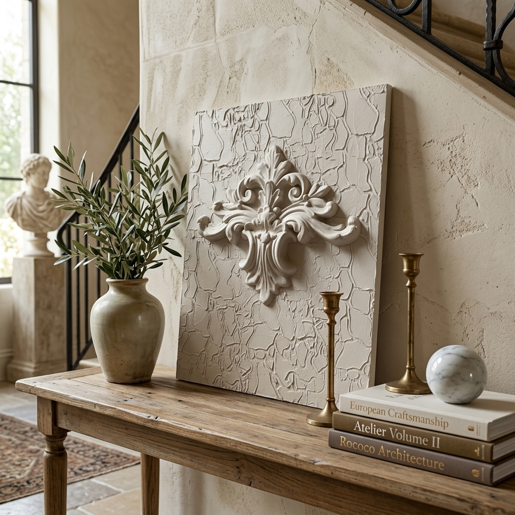 Hand-Finished Decorative Relief Panel | Lean-Against Mantel Accent - Image 3