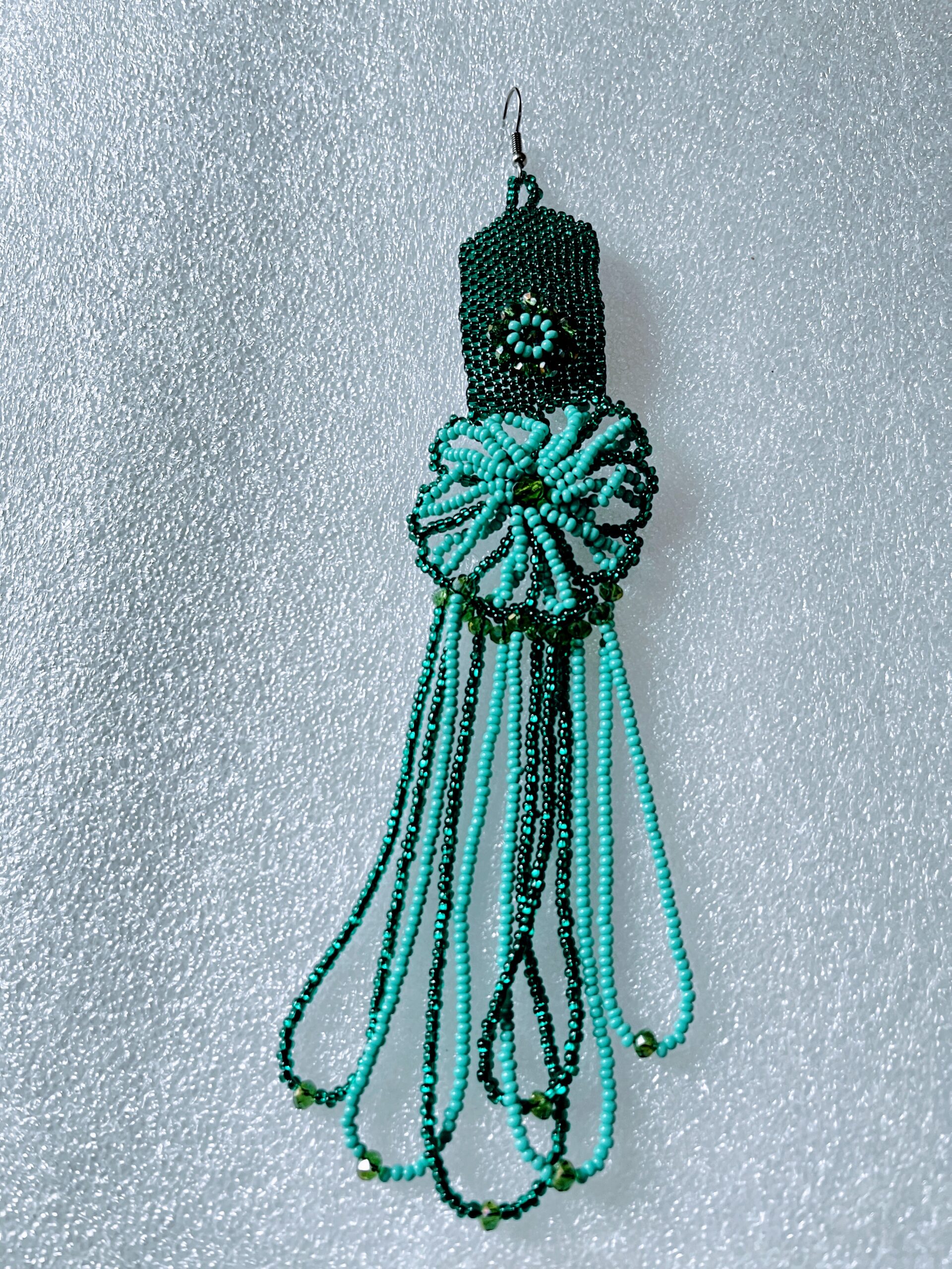 Marigold Loop Statement Earrings | Extra Long Floral Seed Bead Earrings - Image 15