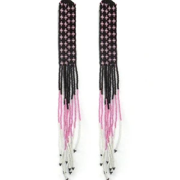 Inquaz Diamonique Extra Long Seed Bead Statement Earrings