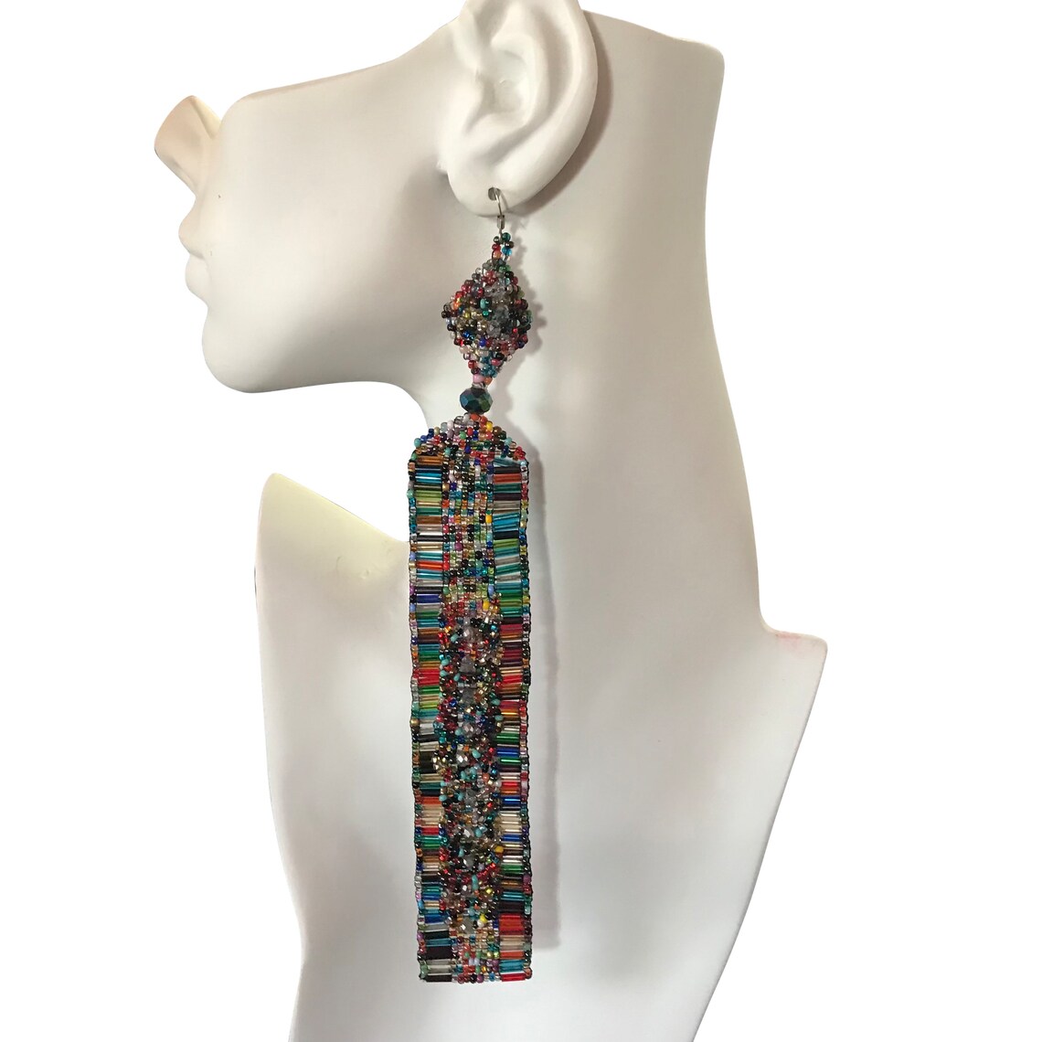 Multicolor Statement Earrings | Long Beaded Earrings for Elegant Evening Wear - Image 6