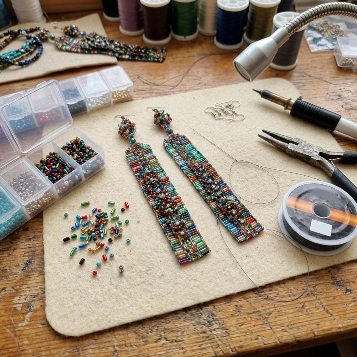 Multicolor Statement Earrings | Long Beaded Earrings for Elegant Evening Wear - Image 5