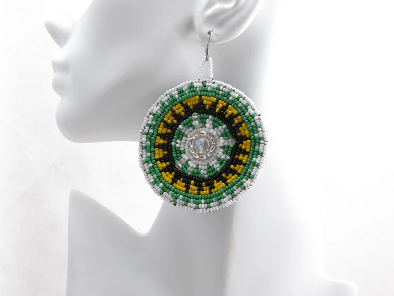 Maya sunburst Seed Bead earrings, Boho earrings - Image 9