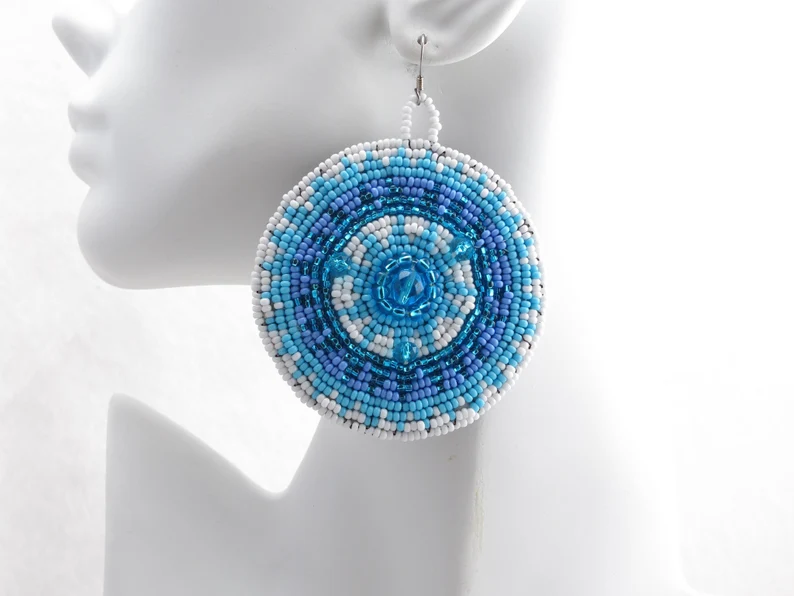Maya sunburst Seed Bead earrings, Boho earrings - Image 8