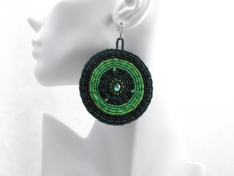 Maya sunburst Seed Bead earrings, Boho earrings - Image 5