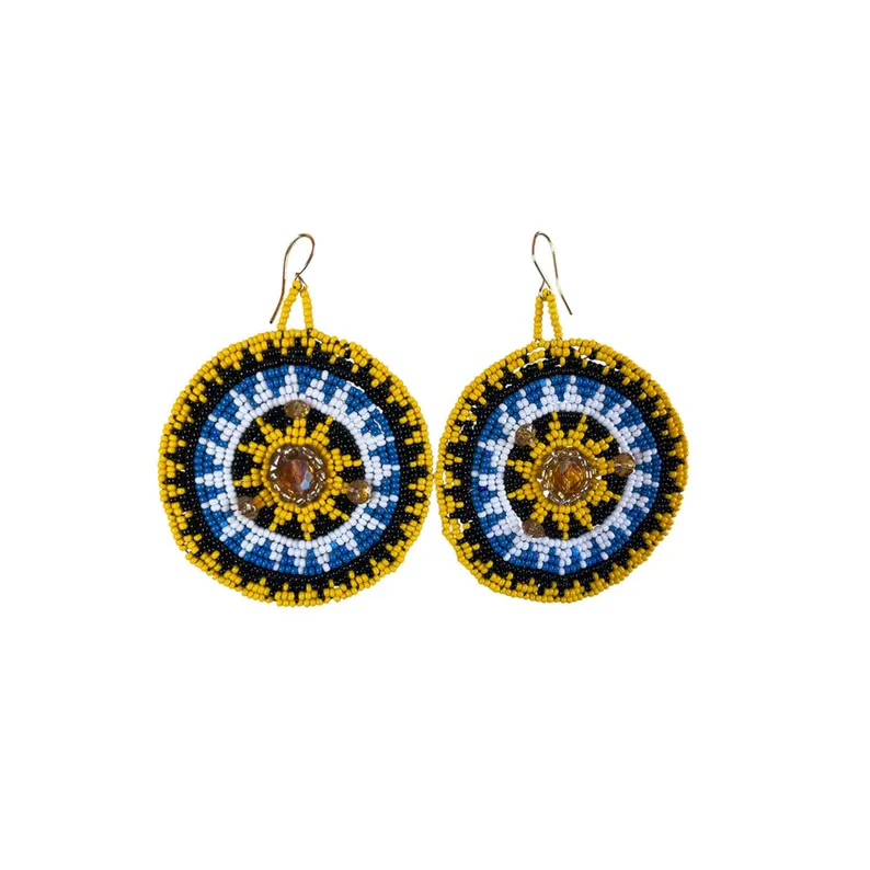 Maya sunburst Seed Bead earrings, Boho earrings - Image 11